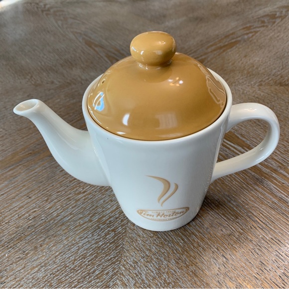 Tim Hortons White And Mustard Single Serve Teapot - Picture 1 of 7